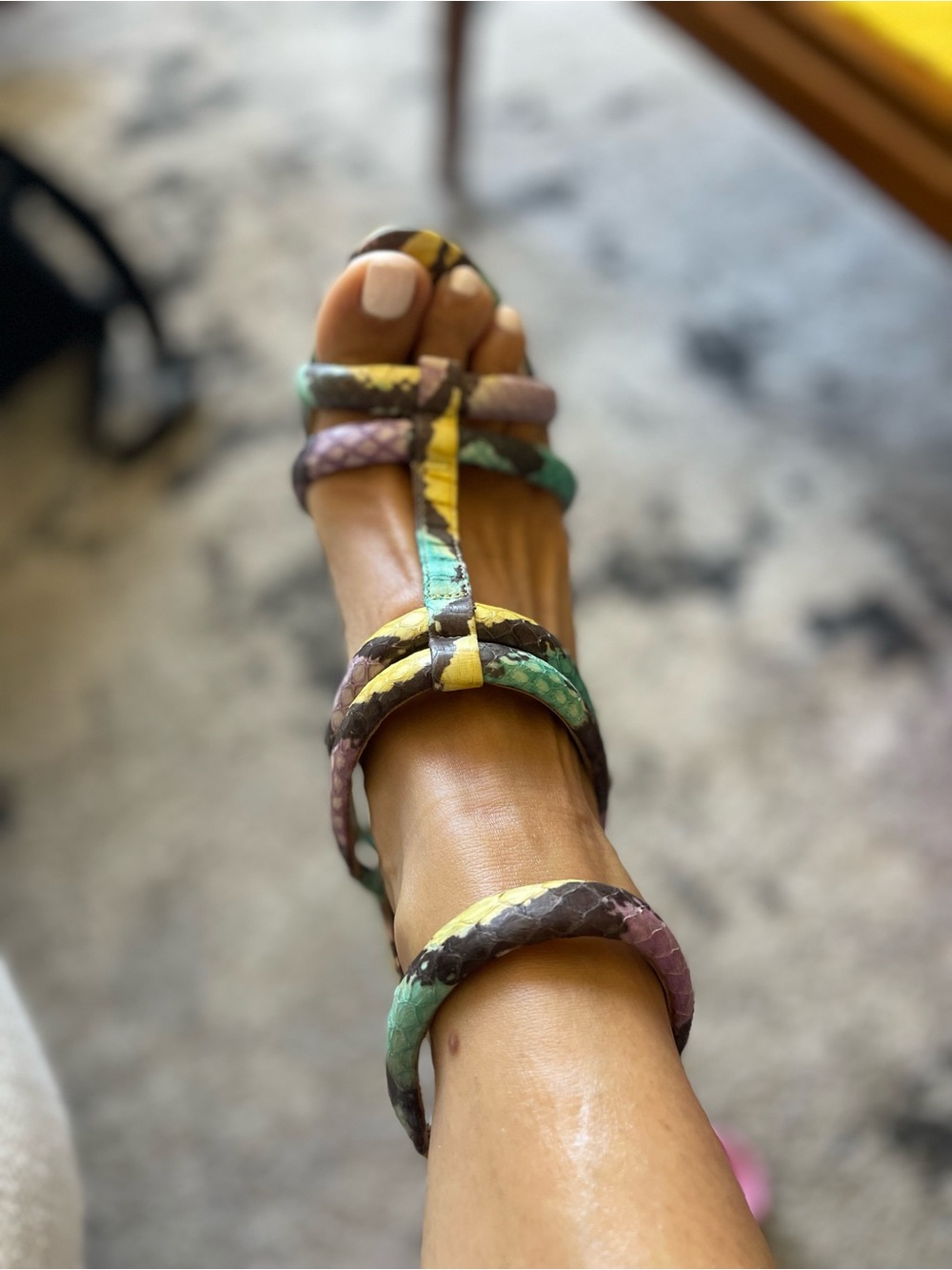 Rachel Zoe Katia Multicolor Snakeskin Platform Wedge Sandals Size 9 With Box